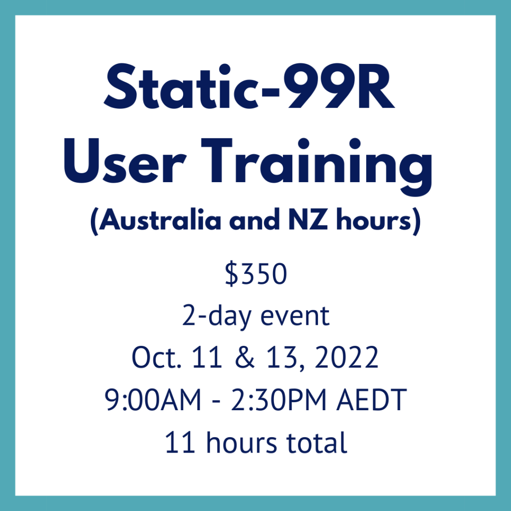 Static-99R User Training (Australia and New Zealand hours)