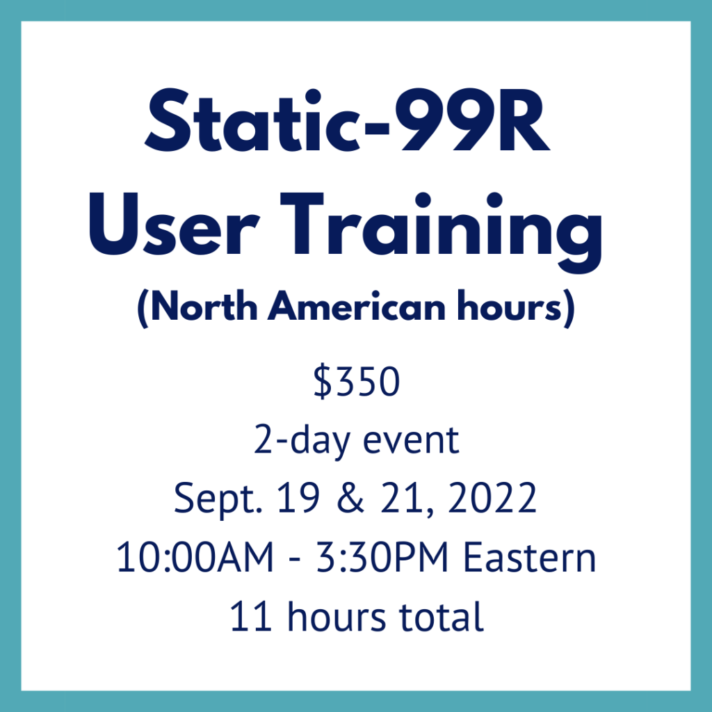 Static-99R User Training    (North American hours)