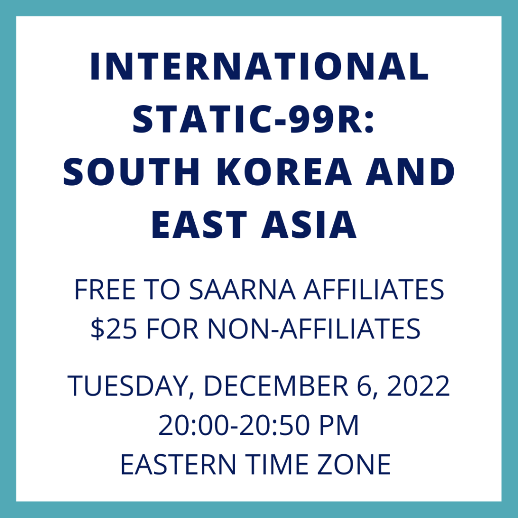International Static-99R:  South Korea and East Asia