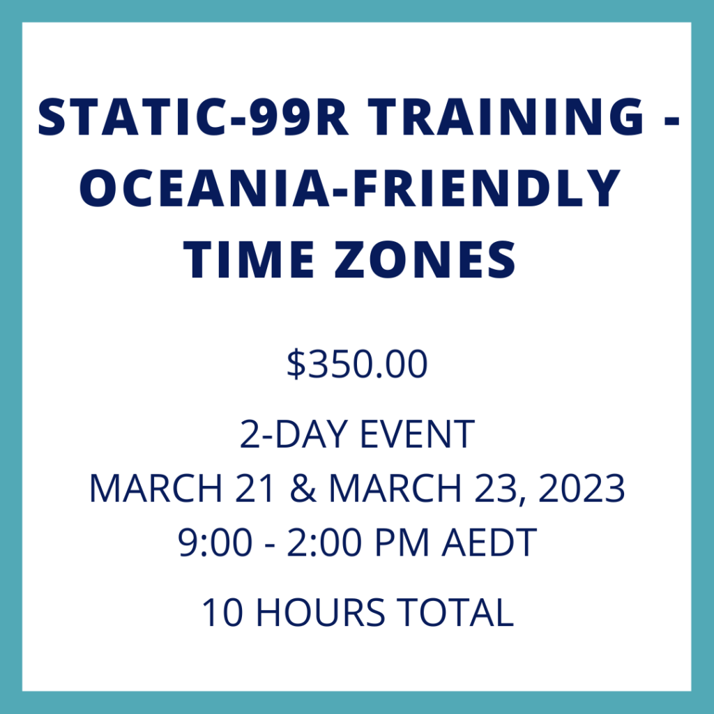 Static-99R User Training - Oceania-Friendly Time Zones